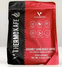 VitalHealth V-THERMOKAFE Gourmet Dark Roast Coffee Weightloss Energy Exp 04/27