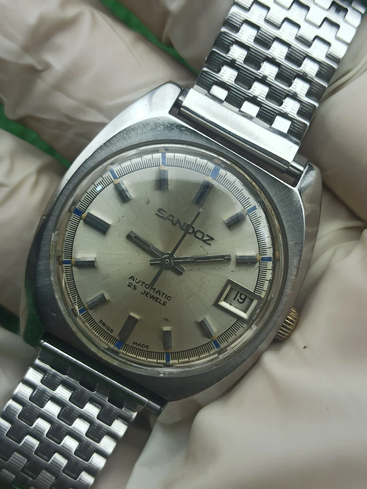 RELOJ AUTOMÁTICO SANDOZ ORIGINAL AÑOS 60 VINTAGE 25 JOYAS SUIZO 38 MM MUY RARO Foto 4 de 4