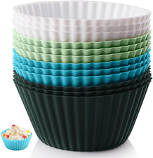 Reusable Silicone Cupcake Baking Cups 12 Pack, 2.75 Inch Cups, Non-Stick Muffin