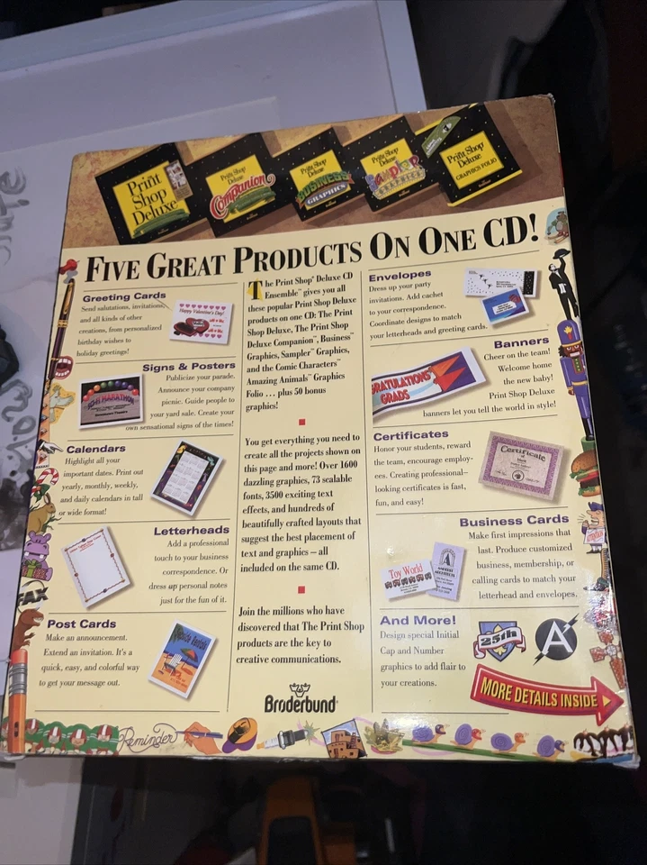 Vintage Apple Macintosh Software Broderbund Print Shop Ensemble Big Box Version - Image 2 of 3