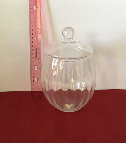 Princess House Kristall Apotheker Glas Deckel Optik Welle Süßigkeiten Schale mit Box 7,5" - Bild 4 von 4