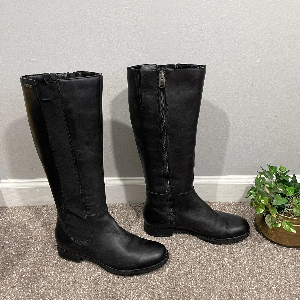 Rockport black leather boots sale