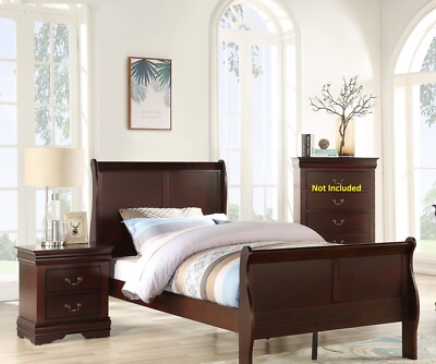 Cherry Louis Philippe Twin Size 3Pc Panel Bed Nightstands