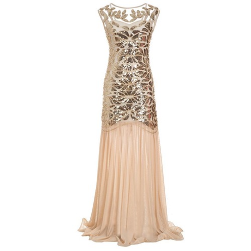 Pailletten Damen Vintage Abend Cocktail Abschlussball Kleider Ball lang formell Maxi Party - Bild 9 von 37