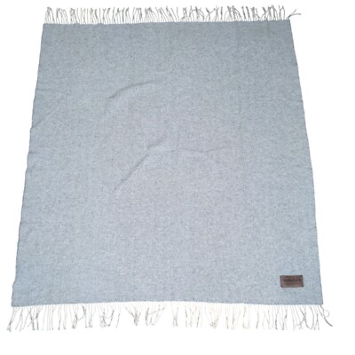 Sotheby's International Realty Australian Wool Blend Tasseled Blanket Gray