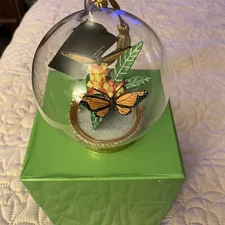 Flavia Milano Ornament Globe With Base - 2 Butterflies 2007 New With Box & Tags