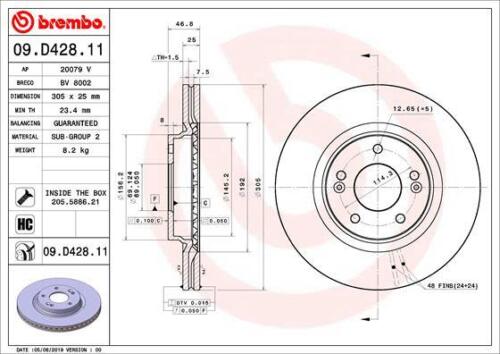 Brake disc BREMBO 09.D428.11 - Picture 1 of 6