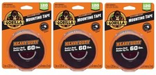 3  Gorilla 120" L X 1" W Double-Sided Mounting Tape Heavy Duty Black 60 lb.