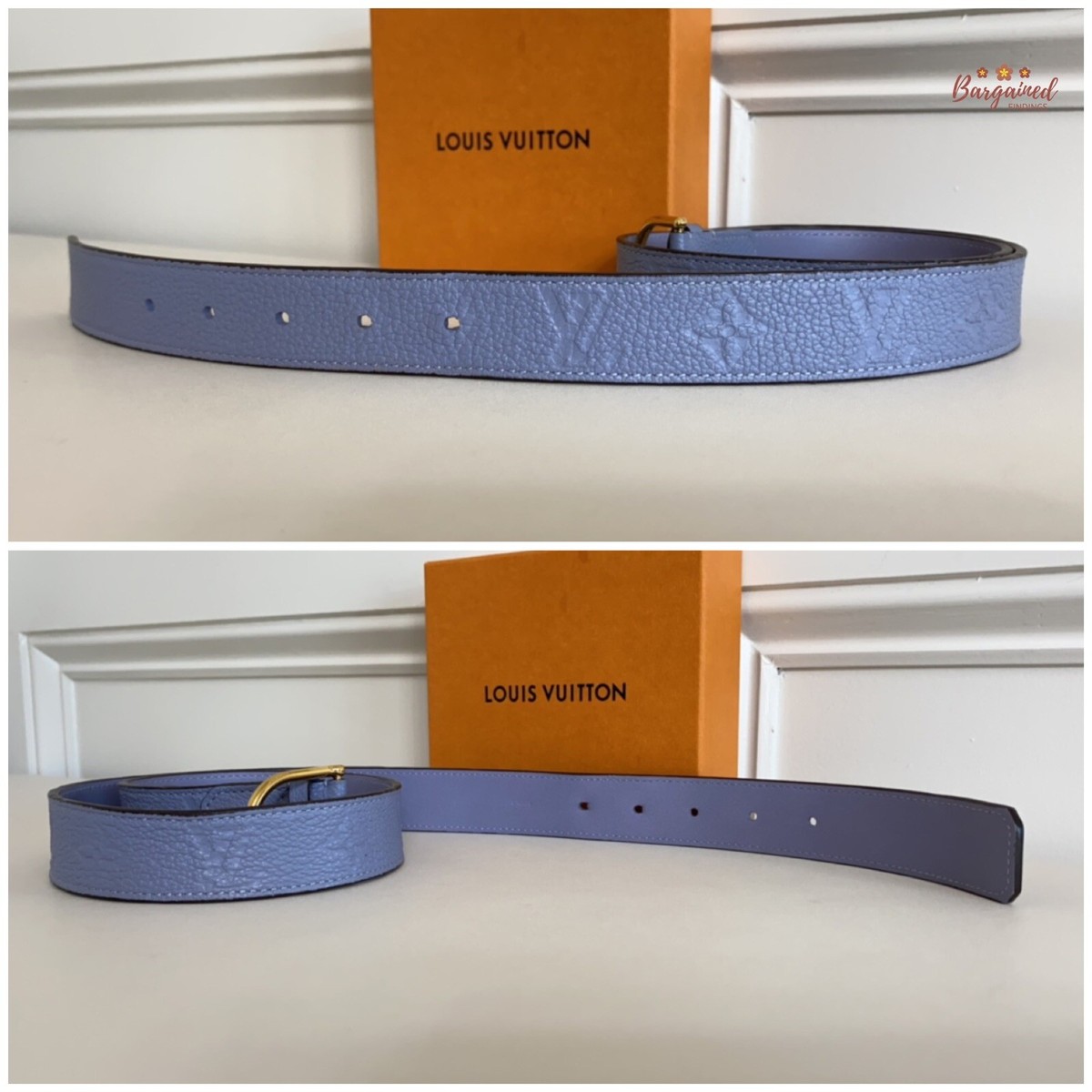 LOUIS VUITTON  MonogramEmpreinte Ceinture-Gracieux belt blue Louis Vuitton LV Initials Reversible Belt Monogram 40MM  main image 3