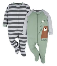 Gerber Baby Boys 2-Piece Bear Sleep N' Plays Set Size 0-3M
