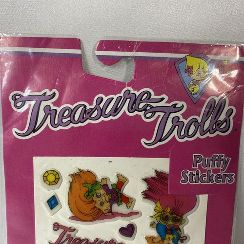 Vintage Treasure Trolls Puffy Stickers 4x6 Sheet 1992 NOS Sealed Package NEW - Picture 9 of 11