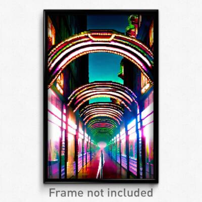 Pixel Art Poster - Marvelous Avenue (8 Bit Psychedelic Trippy Video Game Print)