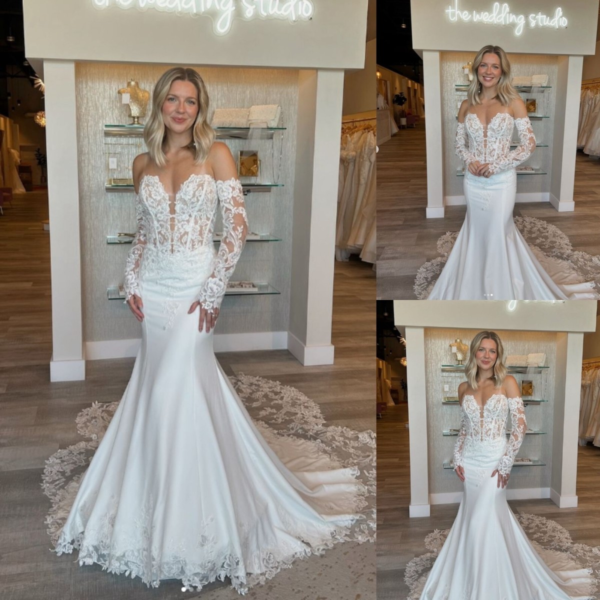 knee length dresses for ladies Mermaid Sweetheart Long Train Tulle Crochet Flower Wedding Dress main image 0