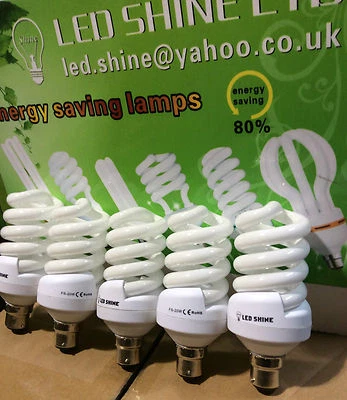 LED SHINE 20W=100W FS Day light 6500K CFL Lightbulb, Energy Saving Bulb B22 .FIVE LAMPS
