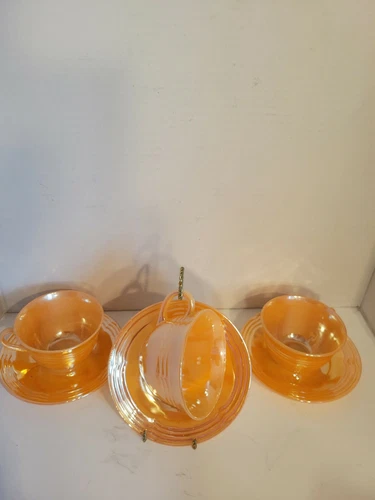 vtg anchor hocking Fire King Dishes Consisting Of 3 Cups And 3 Saucers