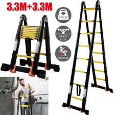 6.6M(3.3+3.3M) Aluminium Folding Telescopic Step Ladder Multi-Purpose Extendable