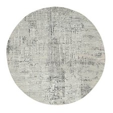 6' x 6' Light Gray Modern Design Natural Wool Hand Knotted Round Rug R64701