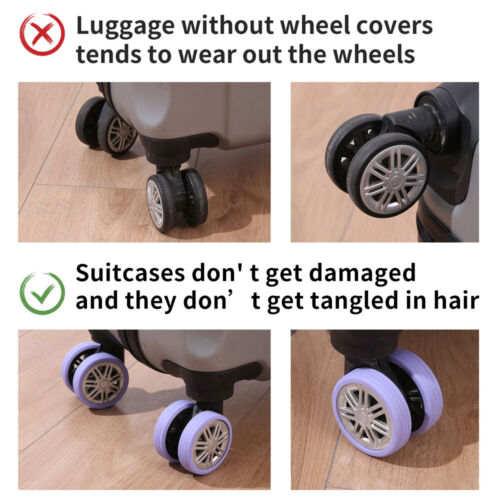 8x Luggage Wheel Covers Suitcase Wheel Protector Silicone Luggage Wheel Covers - Picture 10 of 34