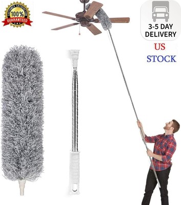 Lomida Microfiber Duster with Extension Pole(Stainless Steel), Extra Long 100 in