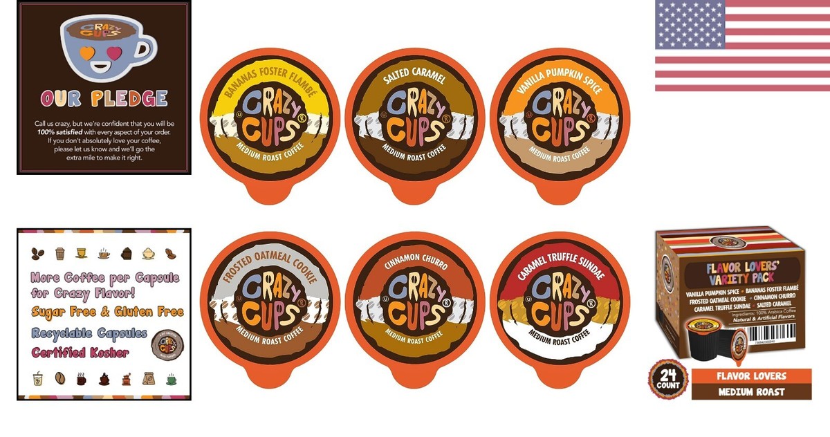 Keurig K-cups Variety Pack Crazy Cups Flavored Coffee Pods Variety Pack ...