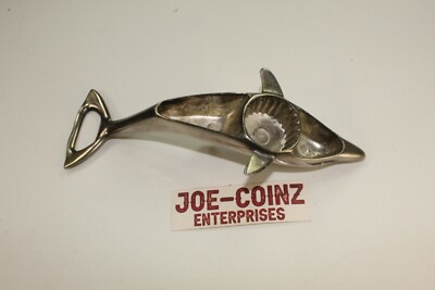 VINTAGE SILVER COLOR 2 IN 1 BOTTLE OPENER/ TWIST OFF DOLPHIN