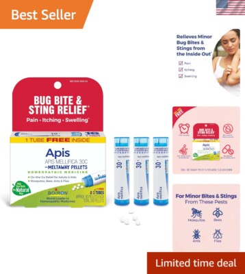 Homeopathic Bug Bite & Sting Relief - Apis Mellifica 30C - 3 Count (240 Pellets)