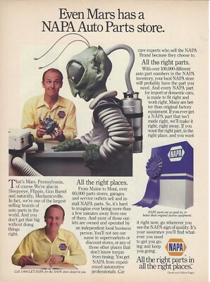 1986 Napa Auto Parts Car Mars Pennsylvania vintage print ad 80's