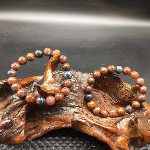 Bracciale perle tonde Namibia colori pietre Peter naturali gemme pietersite 12mm - Foto 7 di 8