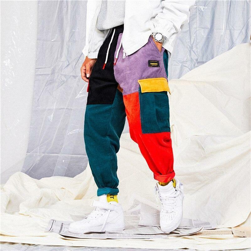 Back to 90's Patchwork Color Block Corduroy Cargo Pants