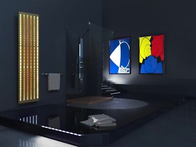 Badheizkörper broken Mirror + LED, 180x47cm, weiß mit LED-Beleuchtung