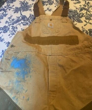 VINTAGE Carhartt Nylon Brush Double Knee Hunting Bib Overalls 40x29 work pants 