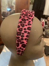 Retro PINK Faux Fur Leopard Cheetah 1.5  Wide Headband