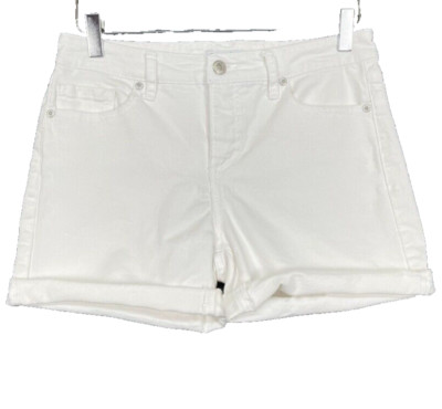 Sofia Vergara Shorts Womens 4 White Gabriella Bermuda Cut Off Cotton Spandex