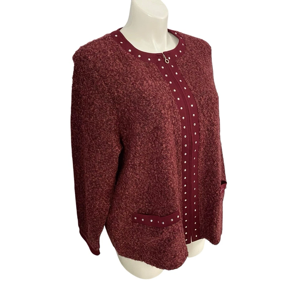 Blazer женщин 2 x красный молнии куртка букл красный работы офиса повседневный - Изображение 3 из 4