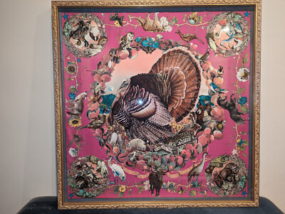 HERMES FRAMED TEXAS WILDLIFE SILK SCARF (92cm x 94cm
