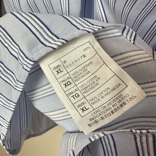 Disney Mickey Mouse Shirt Mens XL Blue Pinstriped Button Up Single Neede Cotton - Picture 6 of 7