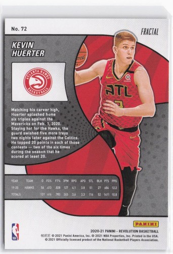 2020-21 Panini Revolution Kevin Huerter #72 Fractal - Picture 2 of 2