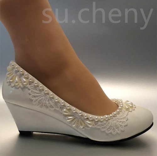 2 inch wedge wedding shoes