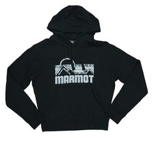 Marmot Coastal Logo Front Women's Pullover Hoodie Sweatshirt S NWT Black