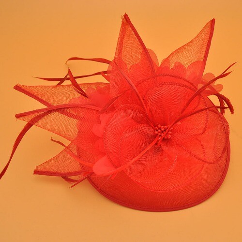 2023 Vintage Feather Bridal Evening Gown Tiara Party Hair Gauze Top Hat