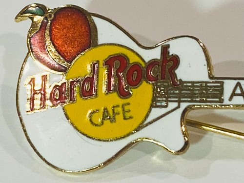 Vintage Hard Rock Café ATLANTA GA USA Pin lapel guitar peach white - Picture 2 of 5
