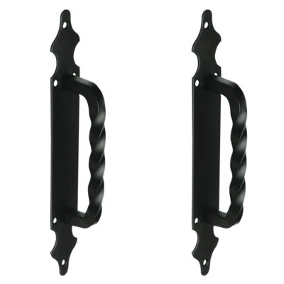 MS BESCHLÄGE Ziehgriff 2er Set Schmiedeeisen Haustürbeschlag Schild glatt Schwarz matt Antik
