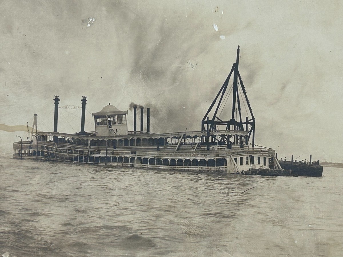 c1914 8x10 Cabinet Card photo STEAMBOAT Excursion boat MAJESTIC