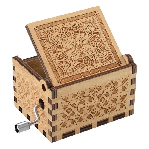 fr Boîte à musique en bois, manivelle légère pour décorations de souvenirs (N) - Photo 6/9