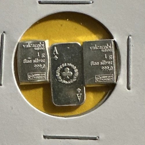 Valcambi mix 3 Gram .999 Fine Silver  3 Grams Total Ace of Clubs