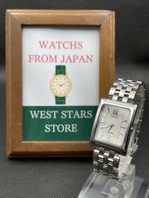 [Exzellent] Vintage SEIKO DOLCE 4J41-0AC0 Silber Rechteck Quarz Herren JAPAN
