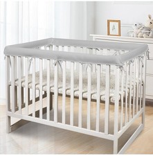 Crib Rail Cover Set 4pc White Breathable Teething Guard Standard Size