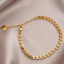 Solid 18K Gold Phoenix Tail Chain Bracelet Charm Fine Jewelry AU750