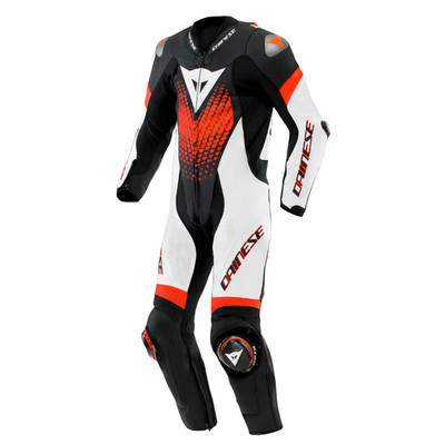 Pro 1PC Leather Motorcycle Racing Suit CE Protection Track Gear Black White Red
