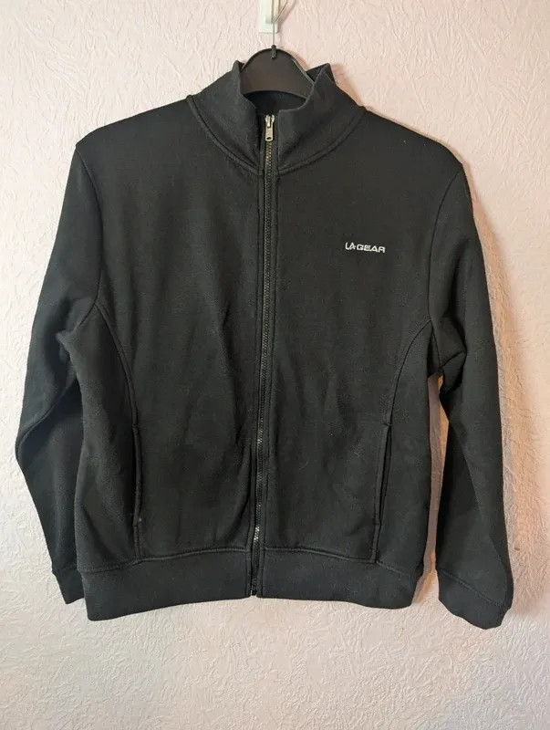 LA Gear Track Jacket UK 14 Black Zip Up Sportswear